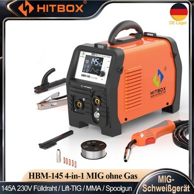 HITBOX 4-in-1 MIG ohne Gas Schweißgerät 200A 230V MMA TIG für Spoolgun geeignet