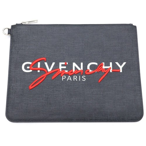 GIVENCHY Clutch Bag Second Bag Logo Leather Black Authentic