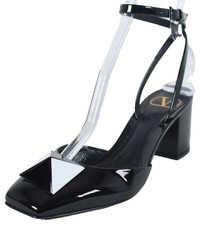 Sandalias de tacón VALENTINO de charol negro con correa al tobillo 38