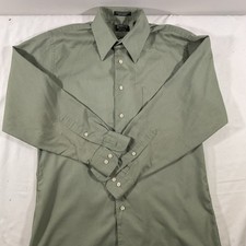 Arrow Fitted Wrinkle Free Dress Shirt Men's Size Medium Green Long Sleeve J40