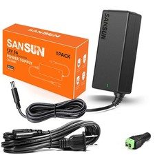 12V 5A Power Supply, AC 120V to DC12V 5.5x2.1mm Jack Converter, 1 Pack, Black