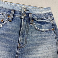 Abercrombie  Fitch Blue Distressed Double Waistband Denim Micro Mini Skirt 25 0
