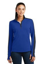 Sport-Tek LST861 Ladies Sport-Wick Textured Colorblock 1/4-Zip Pullover
