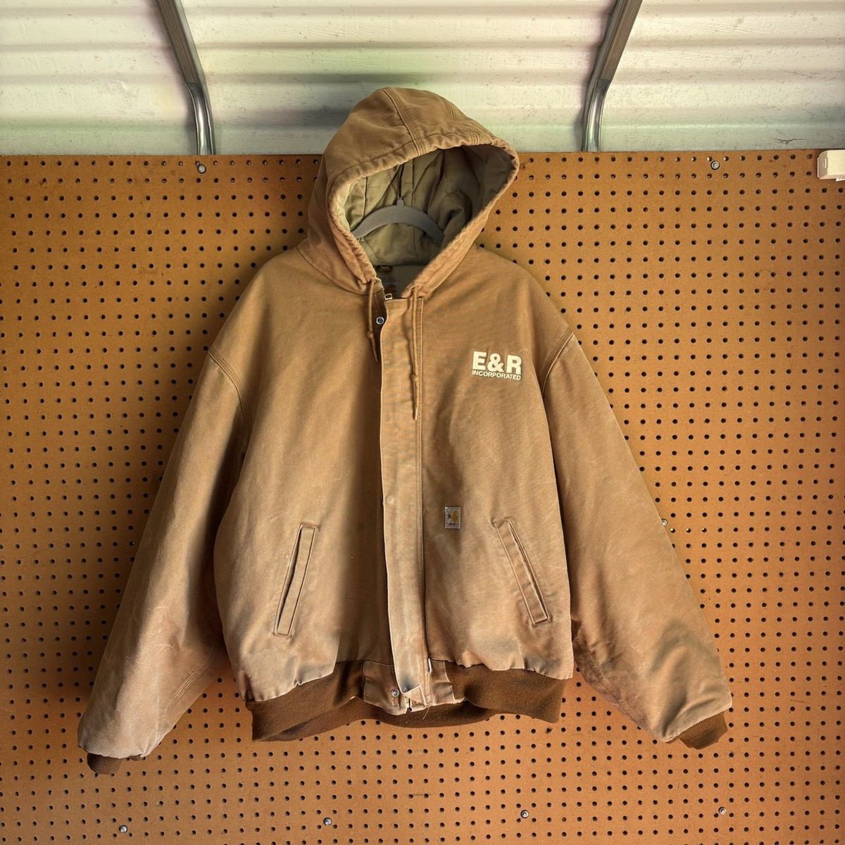 Carhartt FR Duck Active Jacket Thermal Lined Brown Hooded 2XL E&R