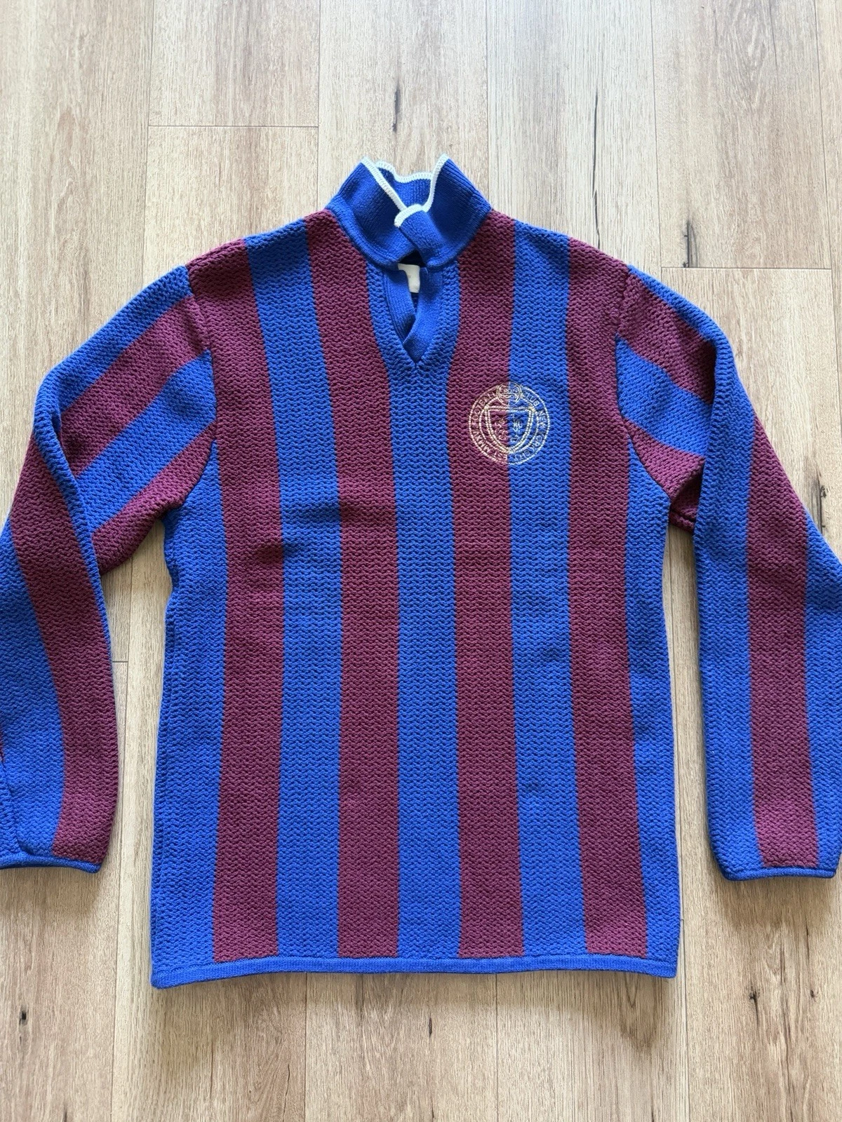Aime Leon Dore Long-Sleeve Knit Stripe Soccer Jersey Sweater Merlot/Royal Medium