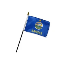 Kansas 4x6in State Stick Flag - Mini USA Desk Flag Parade Classroom Decor