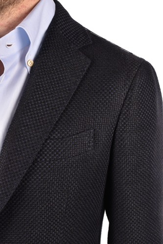 STILE LATINO blazer hecho a mano US 34 EU 44 lino algodón azul - Imagen 4 de 5