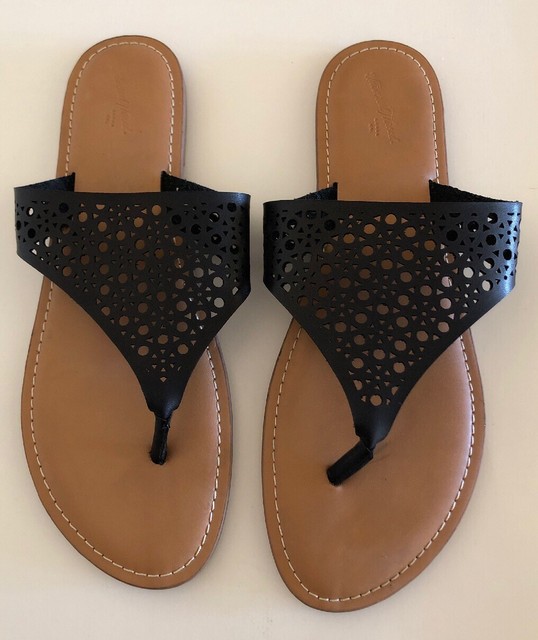 Universal Thread Goods Co. Black Laser Cutout Thong Sandals - Size 11 | eBay