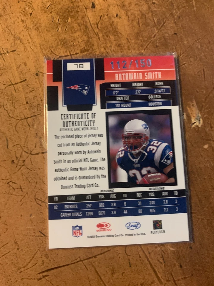 2003 Leaf Certified Materials Mirror Red #78 Antowain Smith /150 - Image 2 of 2