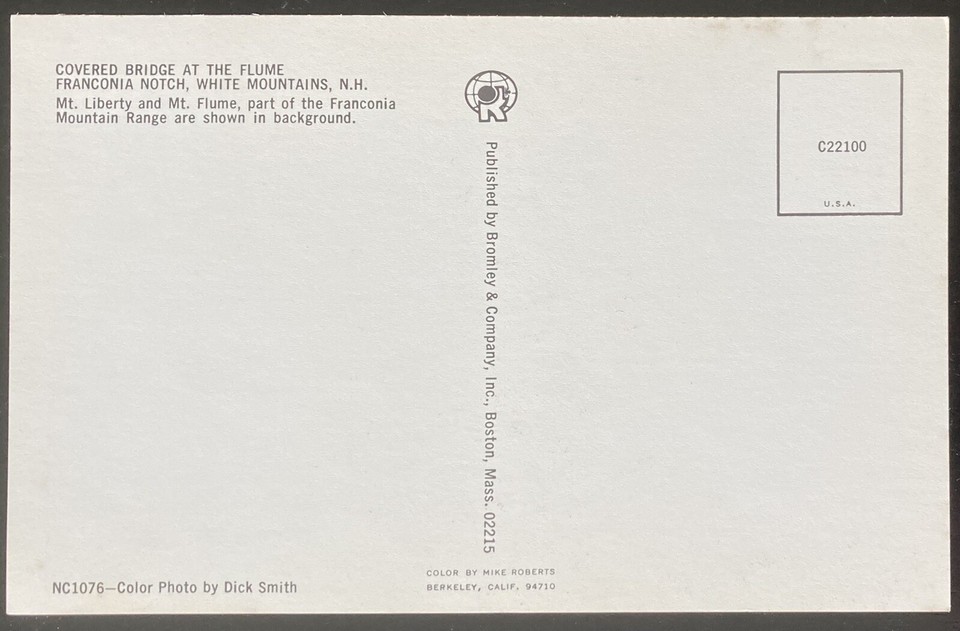 FRANCONIA NOTCH, NH. C.1965 PC.(N38)~VIEW OF COVERED BRIDGE AT THE ...