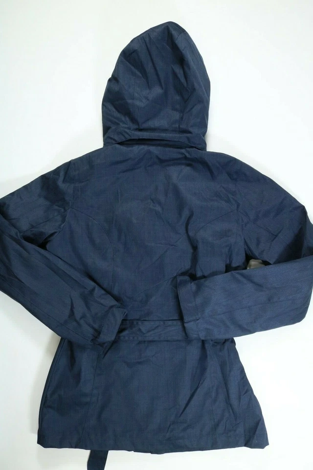 Chaqueta cortavientos Tri Mountain azul marino con capucha y cinturón para mujer ¡NUEVA! Nuevo con etiquetas Foto 2 de 3