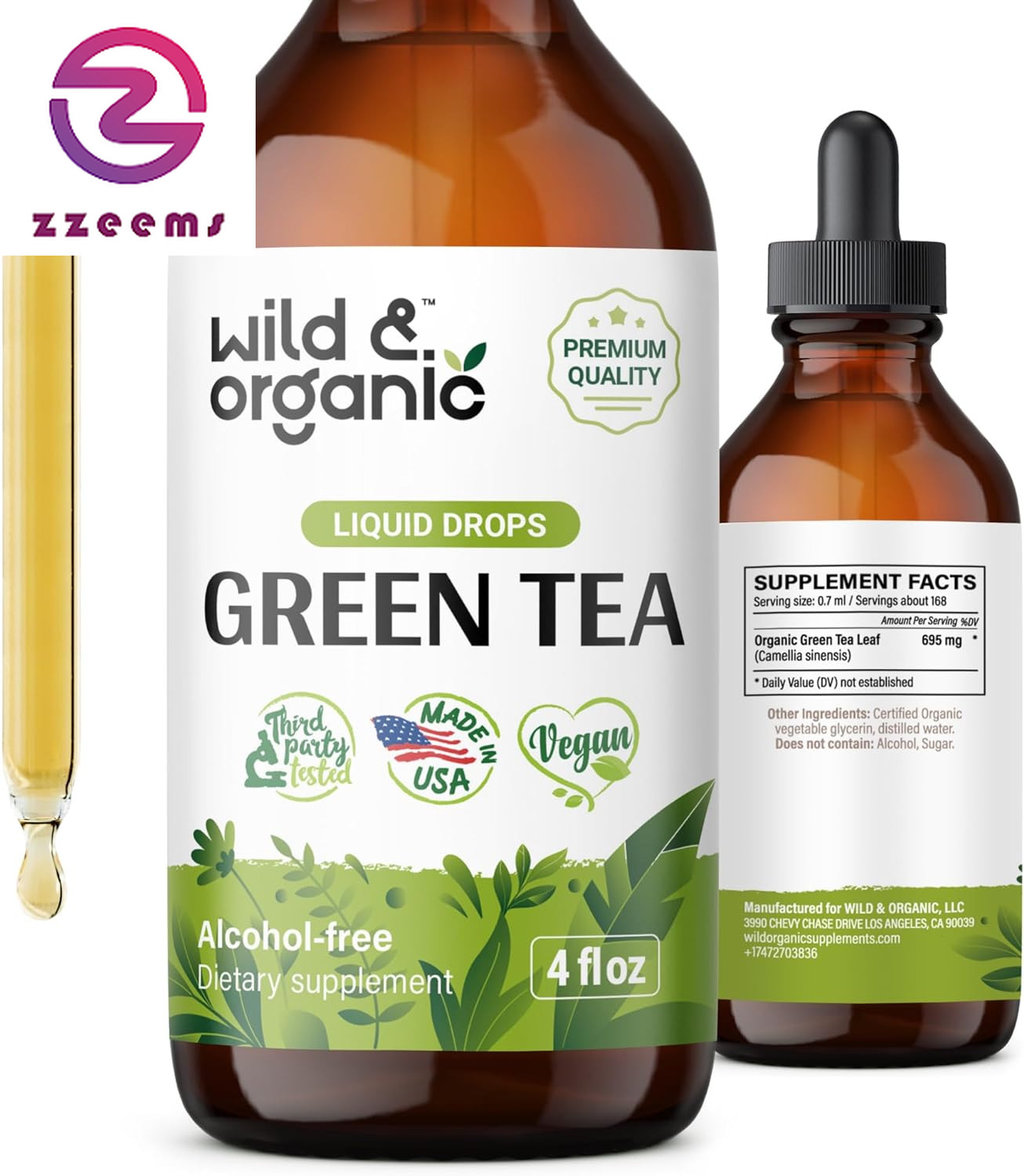 Green Tea Extract Drops - Organic Green Tea Liquid Supplement - Camellia Sinensi