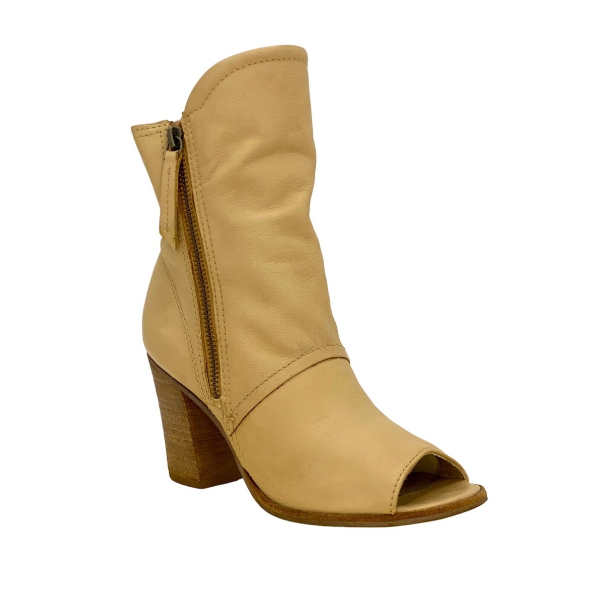 Suede Mid Calf Peep Toe Boots Matisse Beige Natural Leather Leon