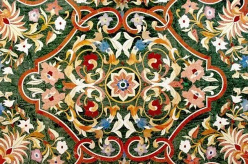 30" x 16" Pietra Dura Inlay Green Marble Coffee Table Top For Home And Garden - Image 3 of 3