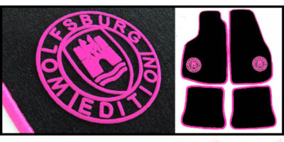 Wolfsburg Edition WOB Pink Fußmatten für VW Golf 1  Bj.74-83 VELOUR 