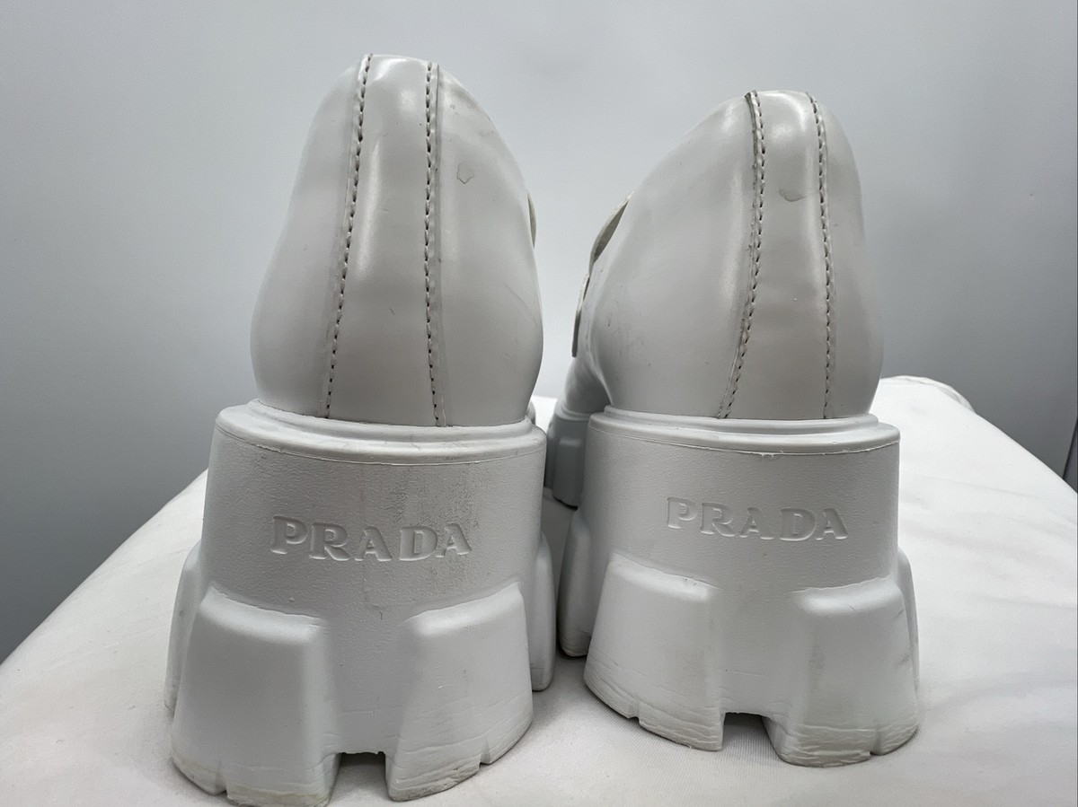 Prada Spazzolato Rois Metal Triangle Logo Monolith Platform