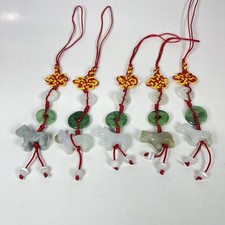 5PC Lot Hand Carved Natural Jade Chinese Zodiac Dog Pendant CellPhone Car Charm