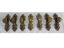 7 x BRONZE MESSING TREPPEN GELÄNDER HALTERUNG PATINA MASSIV ALT ANTIK ANTIQUITÄT