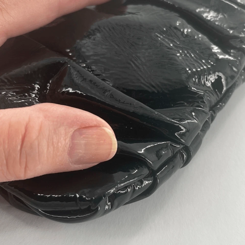 Vintage Perlina New York hunter green leather clutch lift latch handbag . - Image 3 of 4