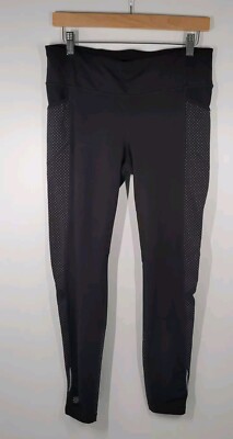 Athleta Be Free Black Reflective Dot Accent Leggings With Pockets Size Medium