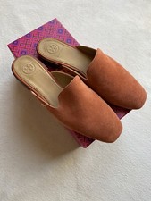 Tory Burch Women Suede Mule Loafers Carlotta Slide Size US 6.5 Desert Spice