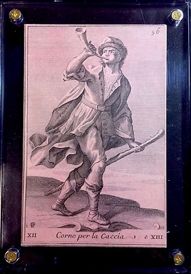 c1870 Rare Engraved Playing Music Card Gabinetto Armonico Filippo Buonanni Italy