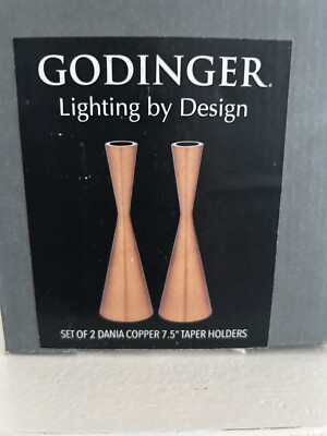 Godinger Hourglass Shaped Candlesticks 7.5'' Taper Candleholders Dania Copper