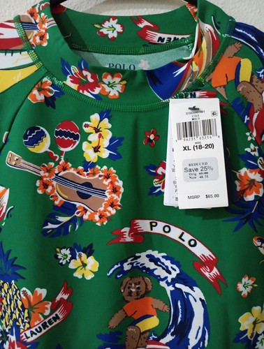 Polo Ralph Lauren Boys Bear Print Performance Rash Guard Big Kids XL 18-20 NWT - Picture 5 of 7
