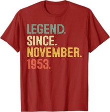70 Years Old 70th Birthday Legend Since November Unisex T-Shirt
