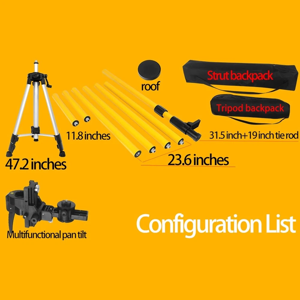 Laser Level Pole with Tripod, 13.8 Ft./4.2M Telescoping Pole&3.9 foot/1.2M
