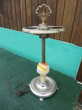 Vintage ART DECO Standing ASHTRAY Original Finish with Light Up Base