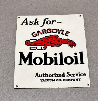 VINTAGE 12” MOBIL PEGASUS GARGOYLE PORCELAIN SIGN CAR GAS OIL TRUCK | eBay