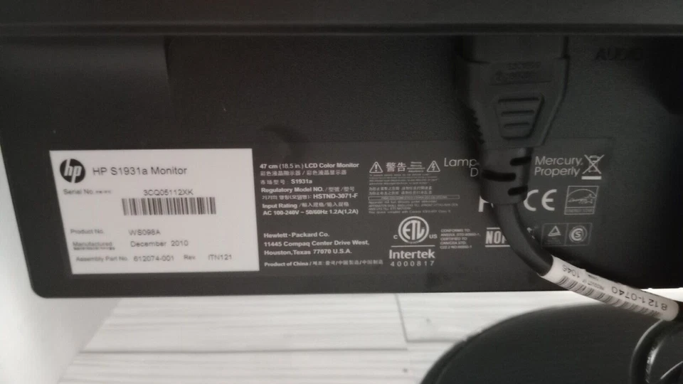 HP S1931a 18.5" 1366x768 LCD DVI-D VGA Monitor - Tested - Image 4 of 4