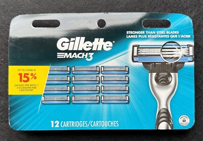   Gillette Mach3 Razor Blade Refills   12 Cartridges   Fits All Mach3 Handles