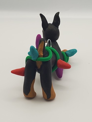 DOBERMAN PINSCHER Christmas Ornament TANGLED IN LIGHTS HANDMADE Dobie Ornament - Picture 4 of 6
