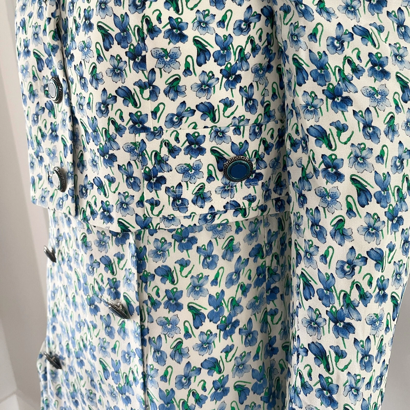 Set abito e giacca due pezzi floreali Gianni Versace Couture vintage anni '80 IT 42