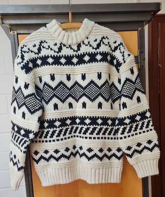 Warmer Winter Pullover Damen von H & M Gr. S Strick creme/ schwarz neuwertig