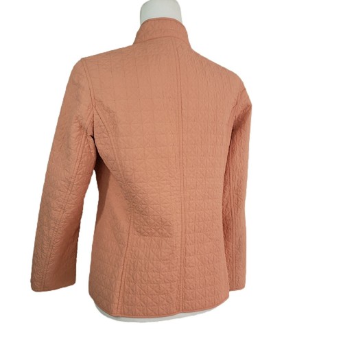 Talbots Petites Peach Quilted Zip Up Blazer size 6 Straight Collar and Sleeves - Picture 4 of 10