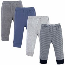 Luvable Friends Tapered Ankle Pants, 4-Pack, Black Stripes