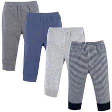 Luvable Friends Tapered Ankle Pants, 4-Pack, Black Stripes