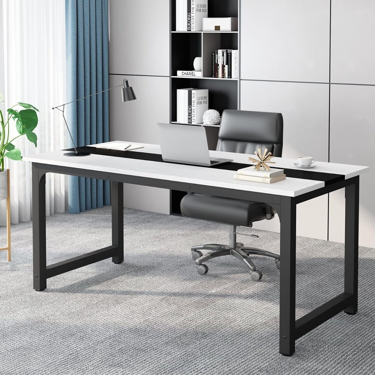 Tribesigns 70.8" Executive Desk Large Office Computer Desk With Thicken Frame