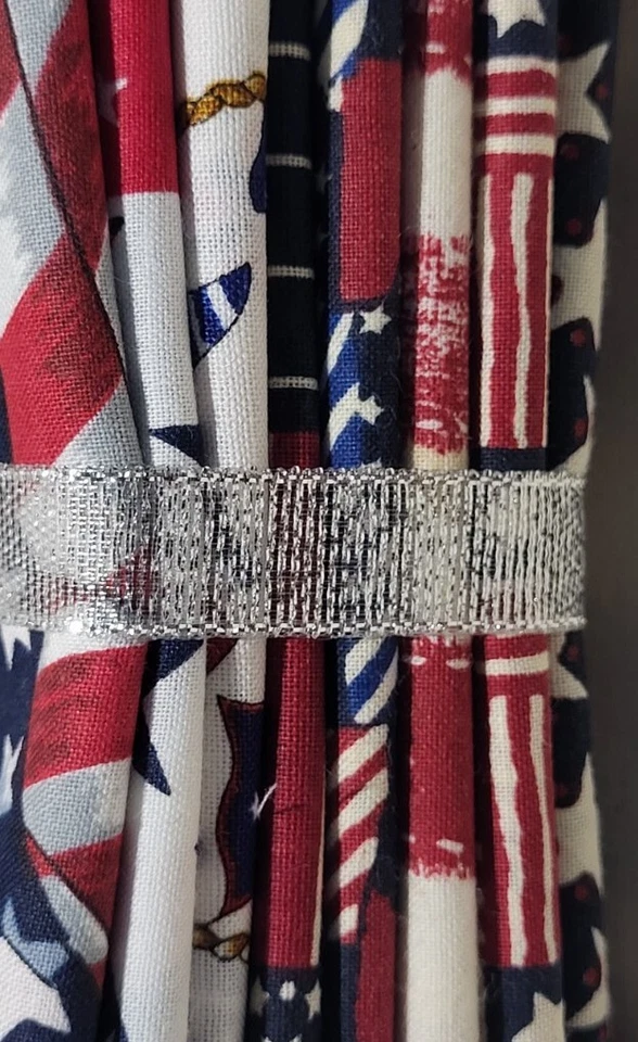 8 Patriotic Fat Quarters Americana Bundle Precut Cotton Red White Blue Quilting  - Image 2 of 4