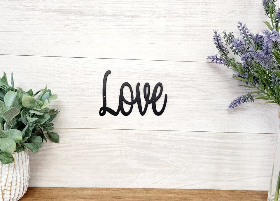 Love Metal Sign Love Sign Love Metal Word Cursive Love Home Sign Rustic - Image 3 of 4