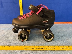 Riedell Carrera 105B # 2 Black Speed Roller Skates size 7