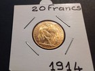 20  FRANCS  . OR  .  COQ  . 1914 . FDC  .