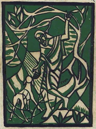 Jyoti Sahi - Woodcut - Indian Artist - Religious Scene