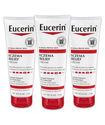 Eucerin Eczema Relief Cream Full Body Lotion for Eczema-Prone Skin 8oz Tube X3