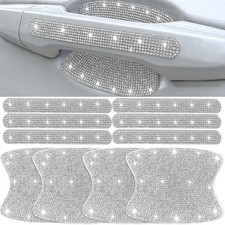 10 pcs Bling Diamond Car Door Handle Stickers, Bling Car Accessories for Silver