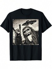 Camiseta para hombre Big-Foot Rocker Tongue OVNI Selfie Sasquatch Rock
