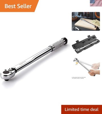 Mechanical 3/8-Inch Click Torque Wrench with Polished Finish, 15-80 ft.-lb